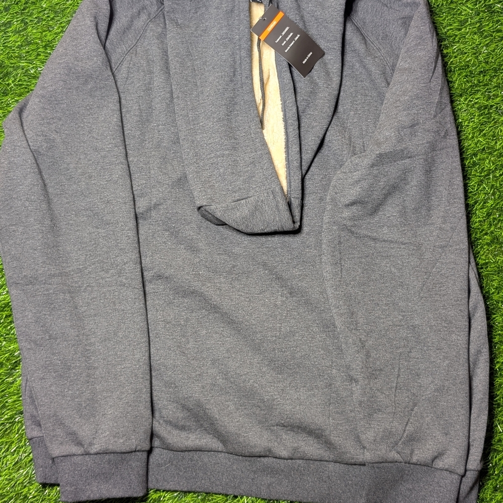 Gray Hooded Sweatshirt with Cream Lining